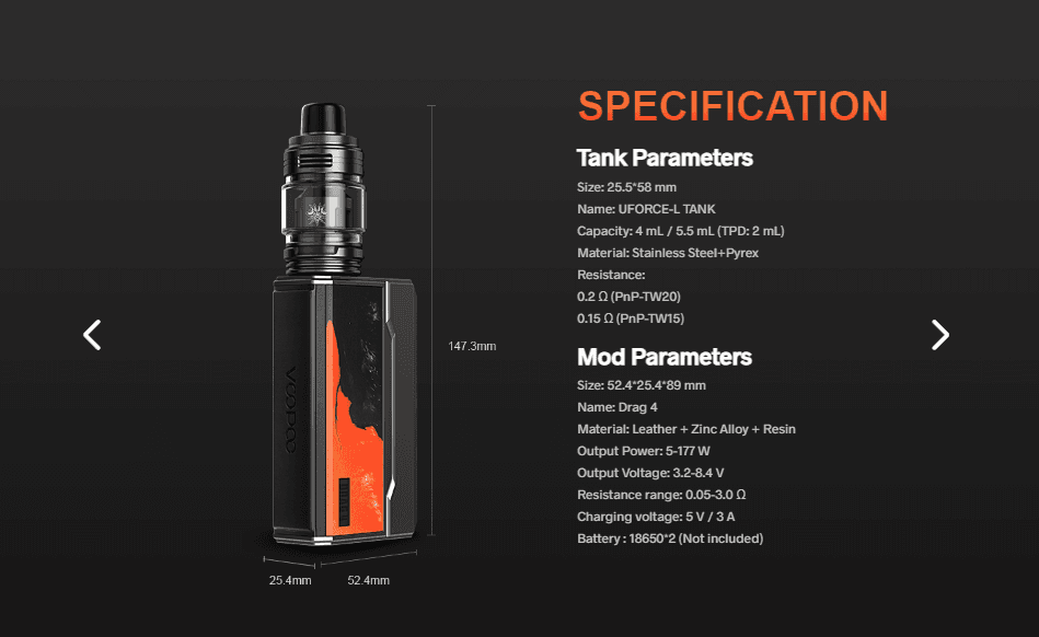 VOOPOO DRAG 4 SPEC