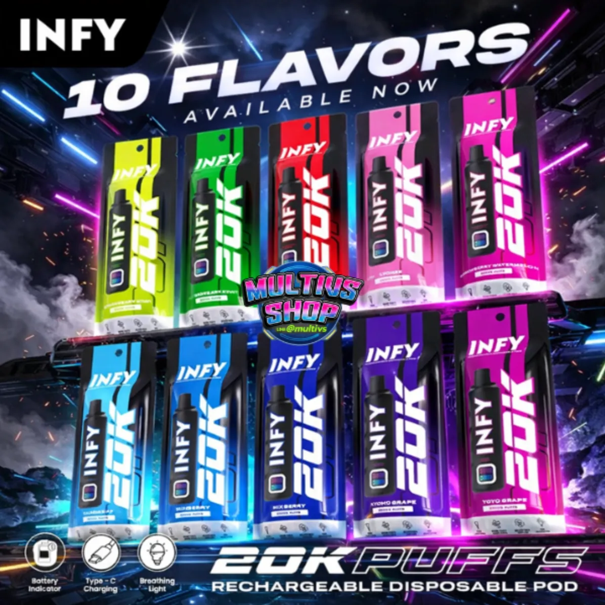 infy 20000 puffs ตัวเล็ก คำจุใจ พร้อมจอ led